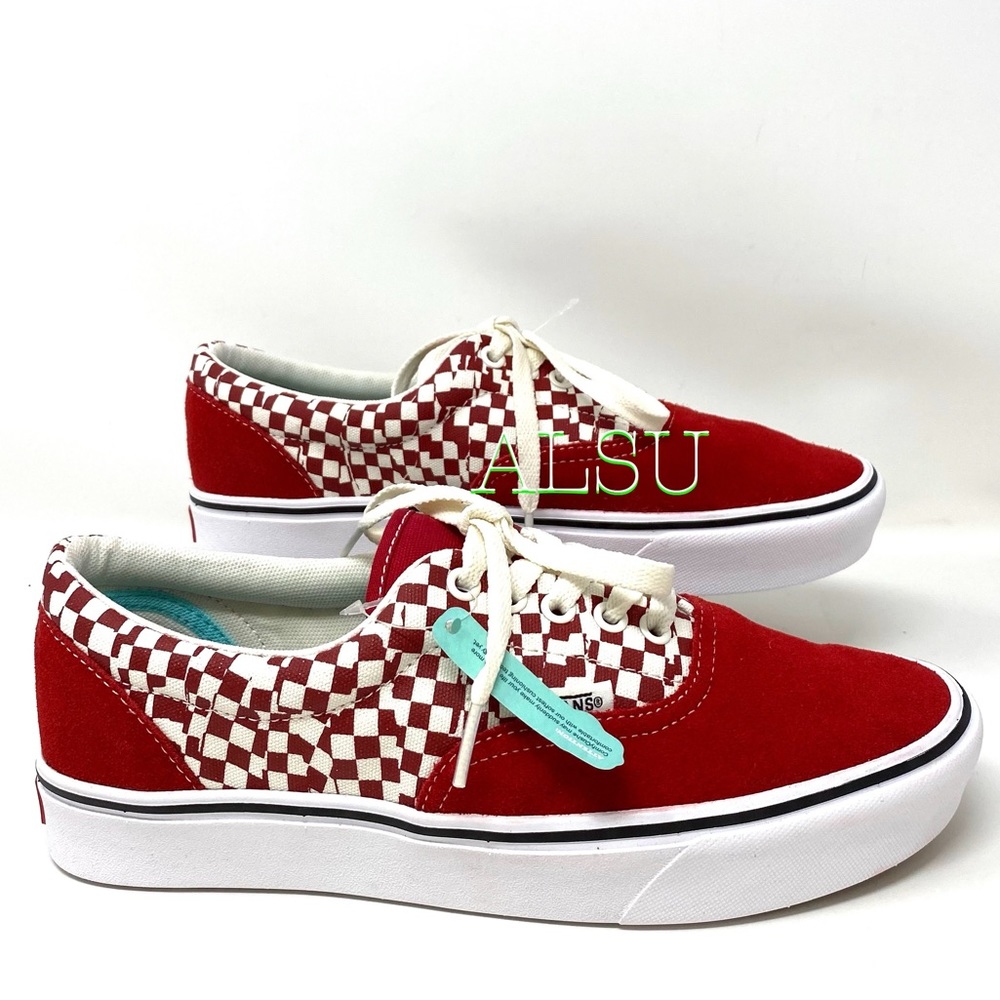 VANS Comfycush Era Tear Check Red Suede Canvas W - Picture 9 of 10